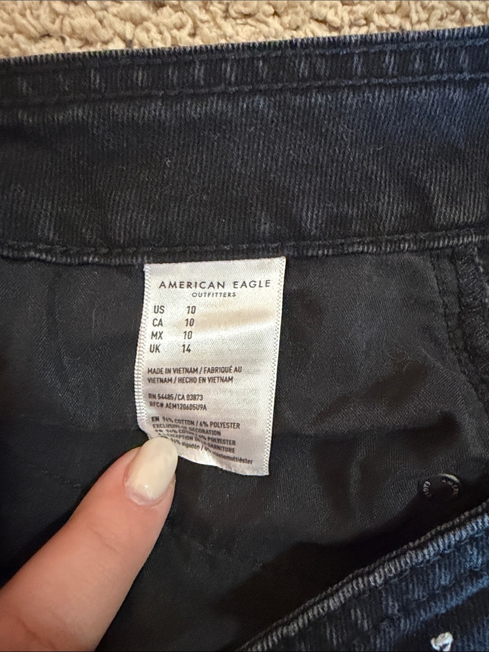 American Eagle Outfitters Black Button-Front Denim Mini Skirt - Picture 4 of 4